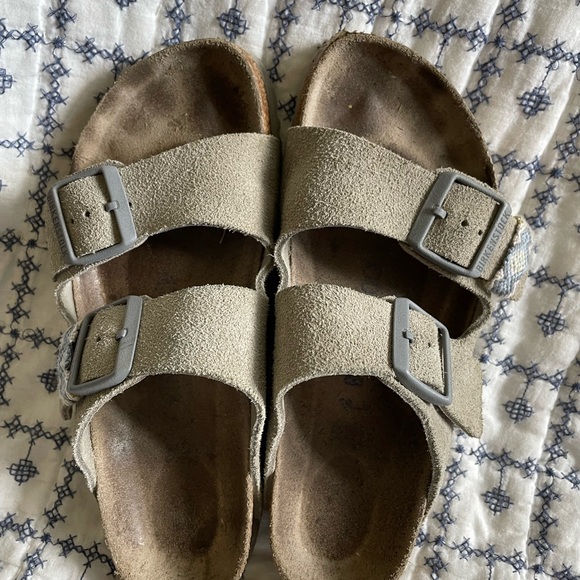 Birkenstock Arizona soft suede stone coin sz 7 - Picture 3 of 6